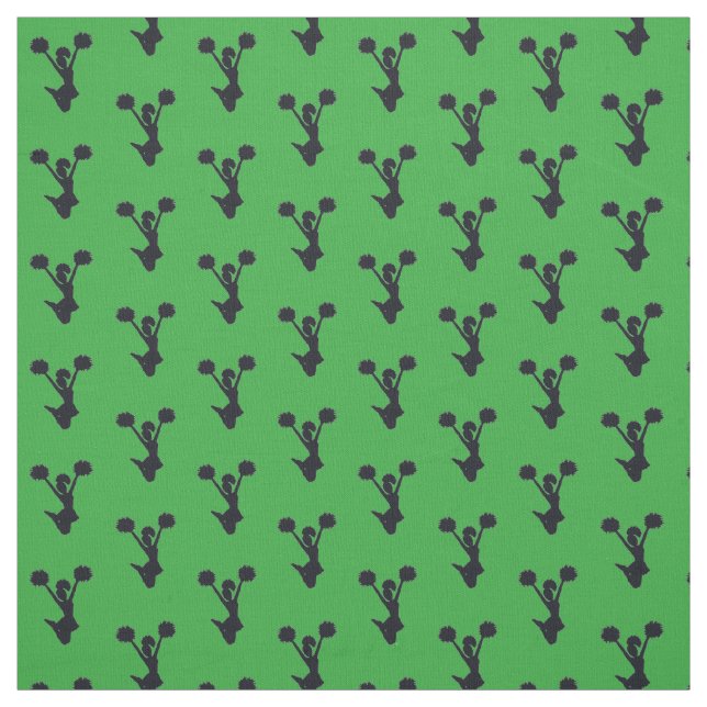 Green Background Cheer Silhouette Fabric (Swatch)