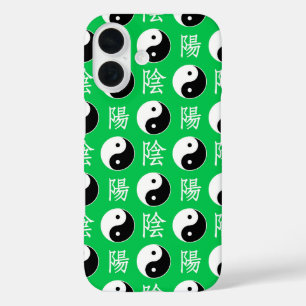 Green Background Chinese Yinyang Pattern iPhone 16 Case