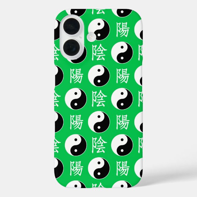 Green Background Chinese Yinyang Pattern Case-Mate iPhone Case (Back)