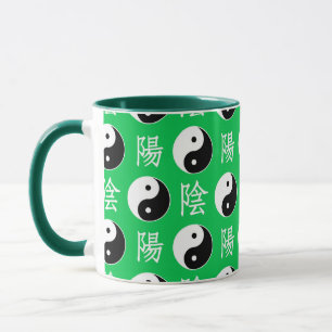 Green Background Chinese Yinyang Pattern Mug
