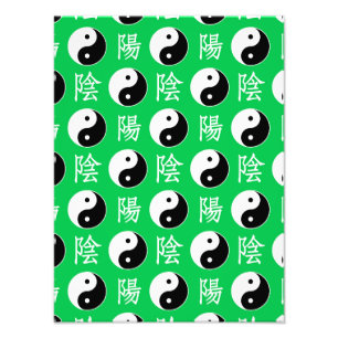 Green Background Chinese Yinyang Pattern Photo Print