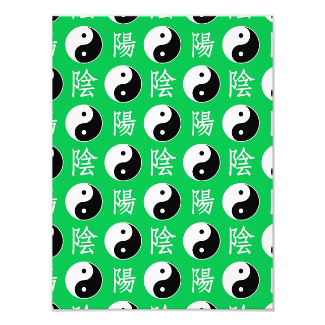Green Background Chinese Yinyang Pattern Photo Print (Front)