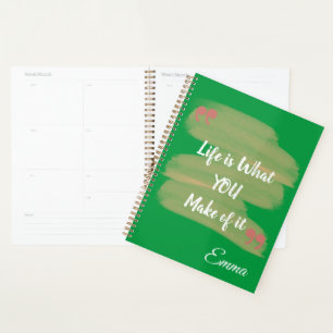 Green background Customised planner