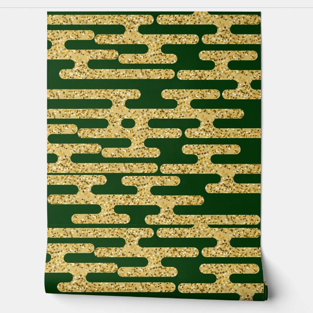 Green Background Golden Pattern Simple Wallpaper (Unrolling)