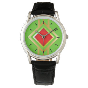 Green Background Red Gold Diamond Watch