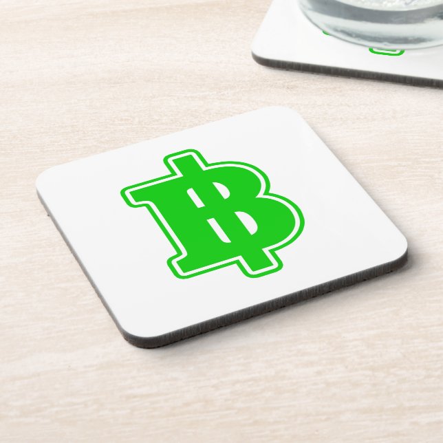 GREEN BAHT SIGN ฿ Thai Money Currency ฿ Coaster (Left Side)