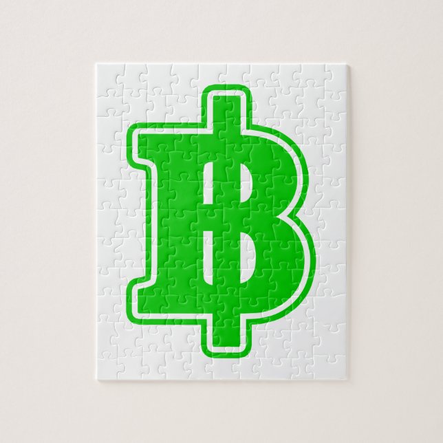 GREEN BAHT SIGN ฿ Thai Money Currency ฿ Jigsaw Puzzle (Vertical)