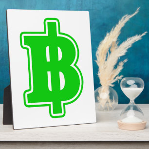 GREEN BAHT SIGN ฿ Thai Money Currency ฿ Plaque