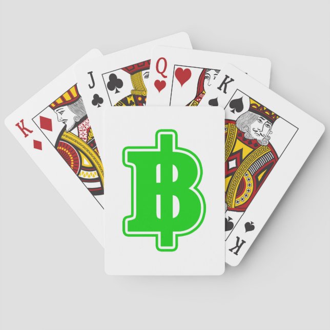 GREEN BAHT SIGN ฿ Thai Money Currency ฿ Playing Cards (Back)