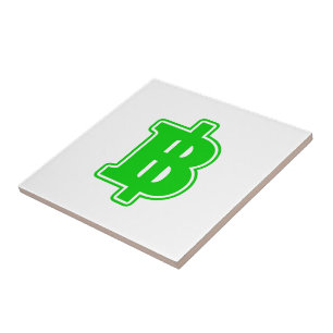 GREEN BAHT SIGN ฿ Thai Money Currency ฿ Tile