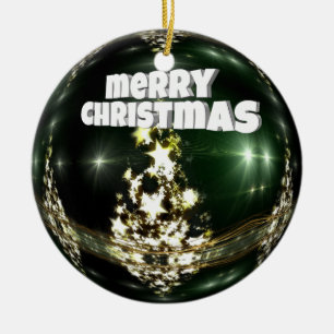 Green ball Christmas Ceramic Ornament