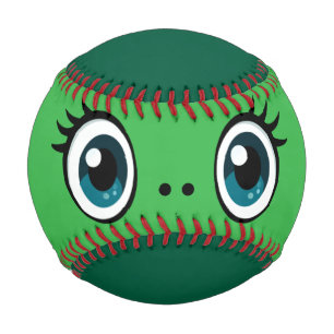 Green ball with big eyes face Baseball