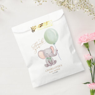Green Balloon Elephant Baby Shower Thank You Favour Bag