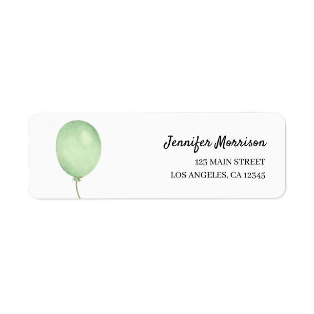 Green Balloon Gender Neutral Baby Shower Address  (Front)