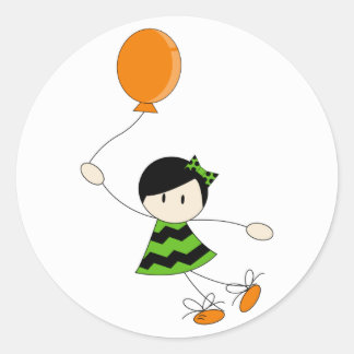Green Balloon Girl Sticker