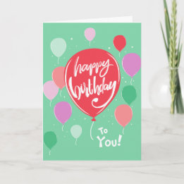 Green Balloons Birthday Card