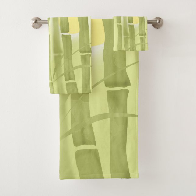 Green bamboo bath towel set (Insitu)