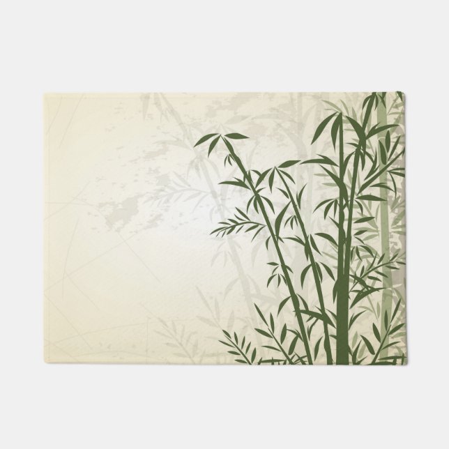 Green bamboo beige grunge doormat (Front)