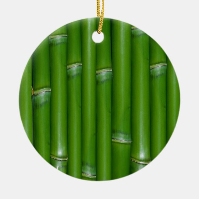 Green Bamboo Ceramic Ornament (Front)