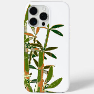 Green bamboo  isolated on white background iPhone 15 pro max case