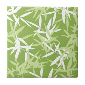 Green Bamboo Leaves Unique Pattern Tile