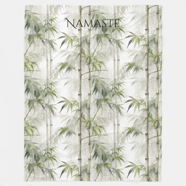 Green Bamboo Mindfulness Yoga Fleece Blanket (Front)