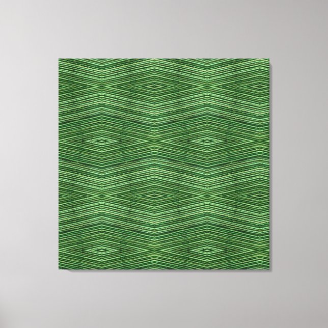 Green Bamboo Modern Diamond Pattern Canvas Print (Front)