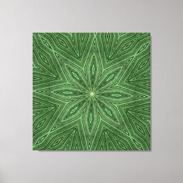 Green Bamboo Modern Geometric Diamond Pattern Canvas Print (Front)