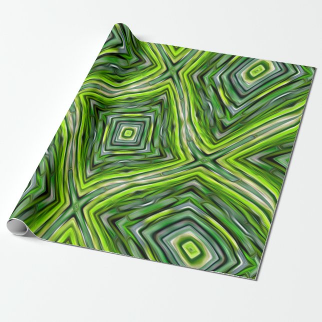 Green bamboo pattern wrapping paper (Unrolled)