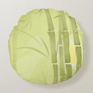 Green bamboo round pillow