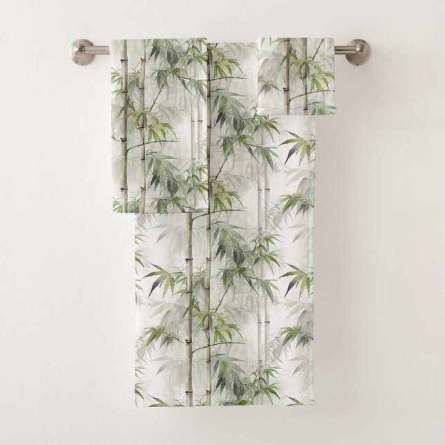 Green Bamboo Serenity Bath Towel Set (Insitu)