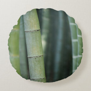 Green bamboo shoots round pillow
