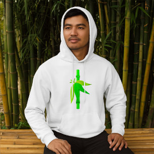 Green Bamboo Stalk with Tropical Leaves Hoodie
