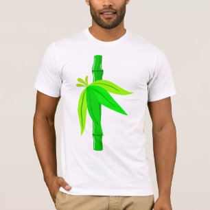 Green Bamboo Stalk with Tropical Leaves T-Shirt
