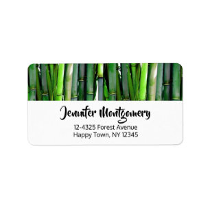 Green Bamboo Stalks Nature Photography Label