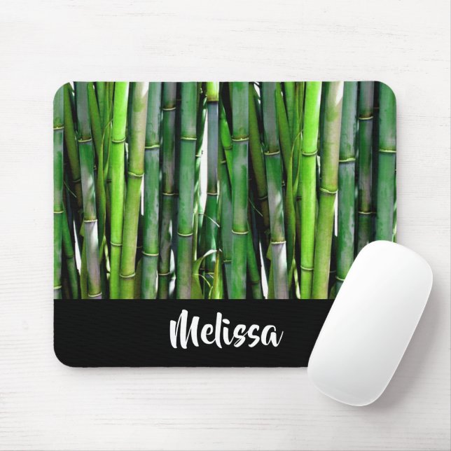 Green Bamboo Stalks Nature Photography Mouse Pad (With Mouse)