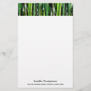 Green Bamboo Stalks Nature Photography Stationery