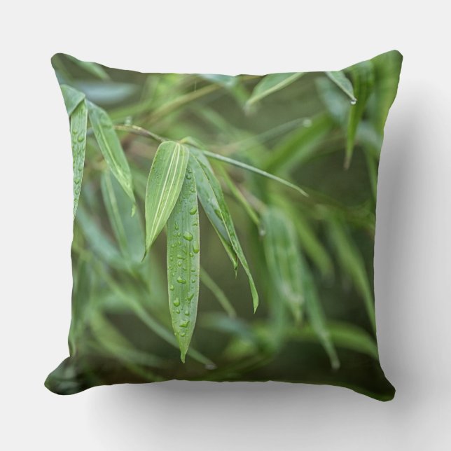 Green Bamboo Throw Pillow (Front)