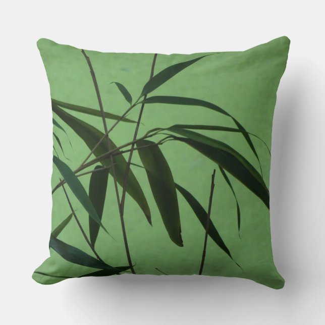 Green Bamboo Throw Pillow (Front)