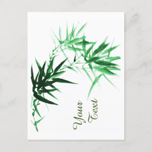 Green Bamboo Twig Holiday Postcard