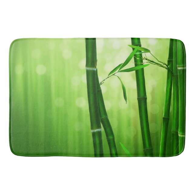 Green Bamboo With Pale Bokeh Lights In The Back Bath Mat (Front)