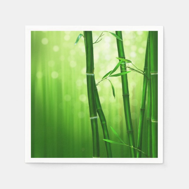 Green Bamboo With Pale Bokeh Lights In The Back Napkin (Front)