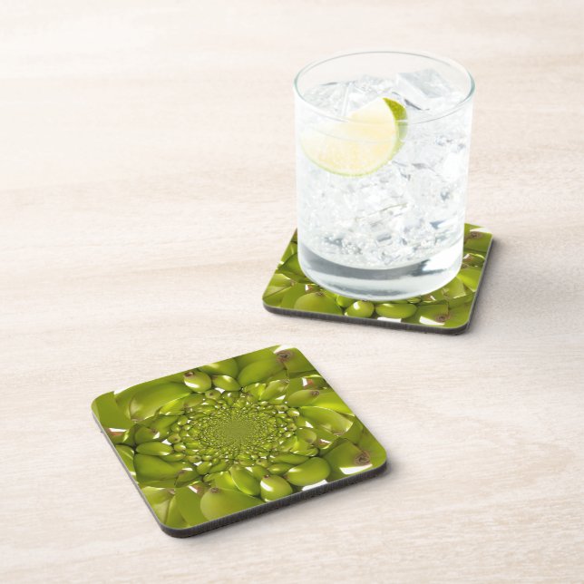 Green Banana Kaleidoscope Art Print/Graphic Discov Coaster (Right Side)