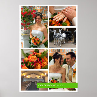 Green band 6 multi photo collage memories keepsake poster