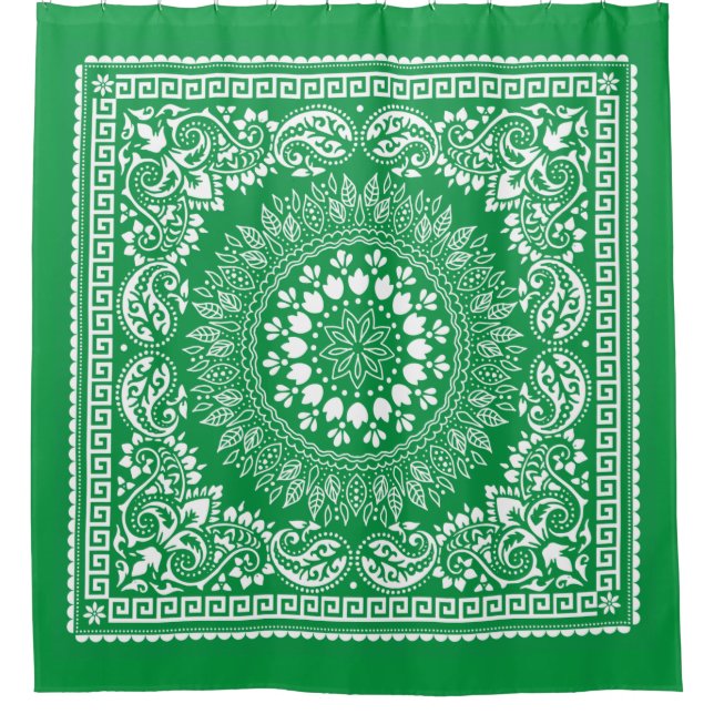 Green Bandana Pattern-4 Shower Curtain (Front)