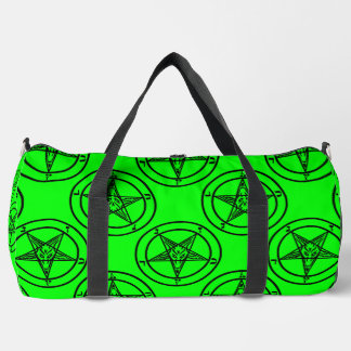 green baphomet pentagram halloween duffle bag
