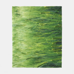 Green barley field, spring closeup. fleece blanket