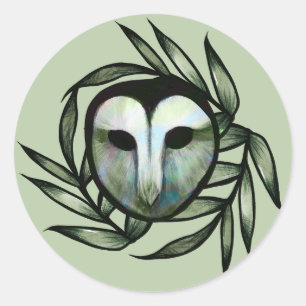 Green Barn Owl Classic Round Sticker