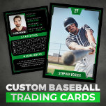 Green Baseball Trading Card - Player Profile<br><div class="desc">This Green baseball trading card is the perfect way to showcase your favourite player's stats and achievements in style. Featuring a modern, sleek design with a futuristic aesthetic, this card is sure to stand out from the crowd. Customize it with your player's name, number, position, stats, and a personalized message....</div>