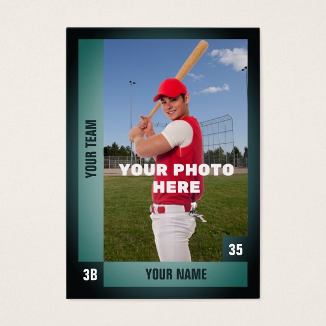 Green Baseball Trading Card Statistiques personnal (Devant)